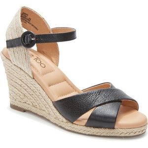 Me Too Bettina Leather Upper Espadrilles Jute Heel